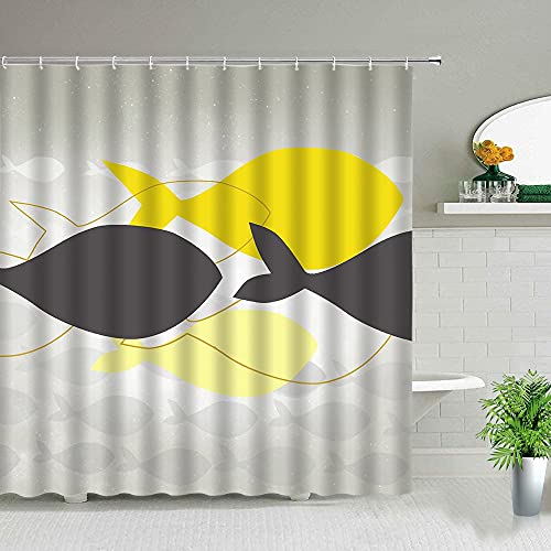 Cortina de Ducha de tiburón pez Colorido Vida Marina baño para niños decoración del hogar mampara de baño Impermeable S.11 180x180cm