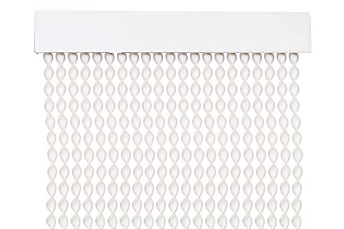 Cortina para Puerta Tiras PVC 200x90cm，Cortina para Puerta Exterior，10 Color (Blanco+Filo Transparente)