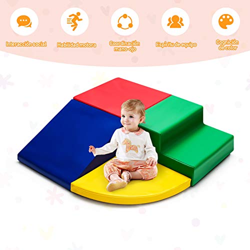 COSTWAY Juego de Bloques de Espuma Grandes para Bebé Bloques de Construcción Juguetes Educativos Ideal para Escalar Deslizar Gatear (Multi)