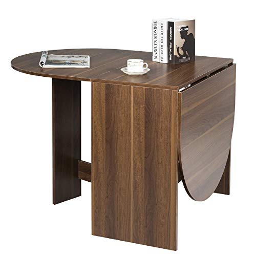 COSTWAY Mesa de Madera Plegable Mesa de Comedor para Cocina Balcón Jardín Marrón