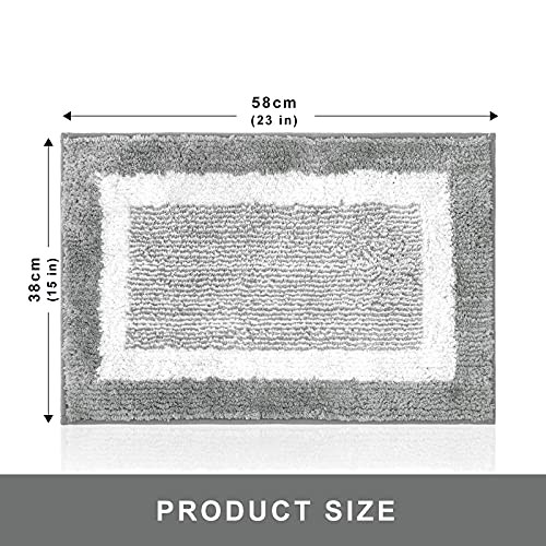 COSYLAND Alfombra de Baño, Alfombra de Baño Lavable Antideslizante, Alfombra Absorbente, Alfombra de Baño Suave, Gris (40x60cm)