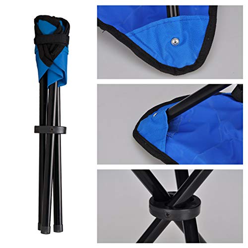 COVVY Taburete de trípode portátil plegable de lona de 3 patas para senderismo, camping, pesca, picnic, playa, barbacoa, viajes, asiento de jardín (azul)