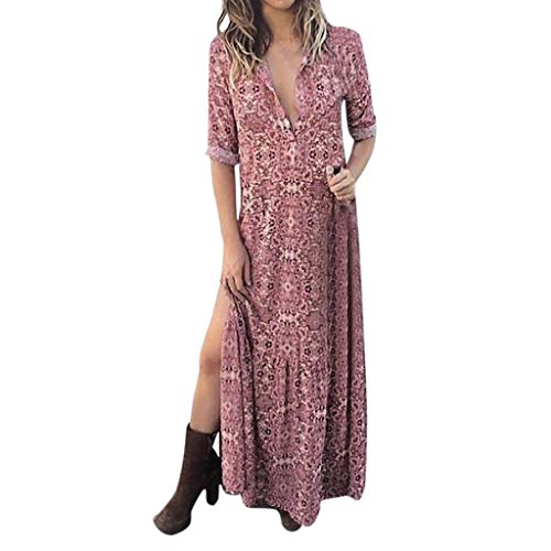 COZOCO Vestidos De Fiesta Largos De Noche Vestidos Playa Mujer Color Azul para Noche Y Fiesta(Rojo,EU-44/CN-3XL)