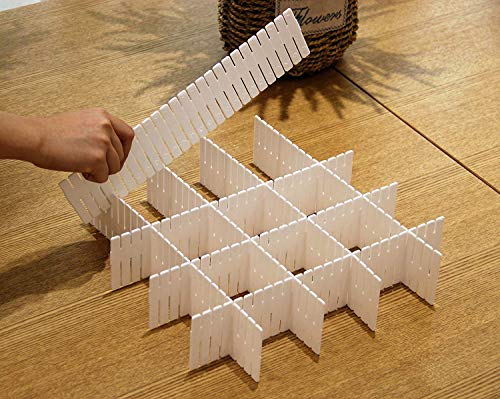 Cozywind 8 Láminas DIY Separadores Cajones, Ajustable Organizador de Cajones para la Ropa Interior Calcetines o Suministros de Oficina (Blanco)
