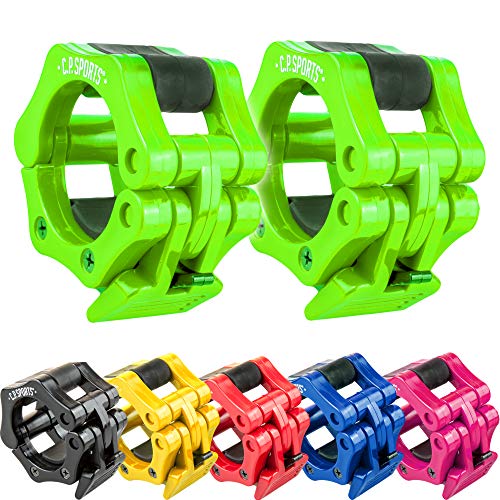 C.P. Sports - Cierre rápido para mancuernas, 28 mm, práctico cierre de mancuernas con una sola mano para un entrenamiento seguro y cambio rápido de discos, pinza de plástico resistente, color negro