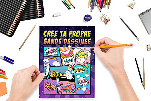 Crée ta propre bande dessinée: 100 planches de BD vierges pour adultes, ados & enfants : couverture de licorne 2841