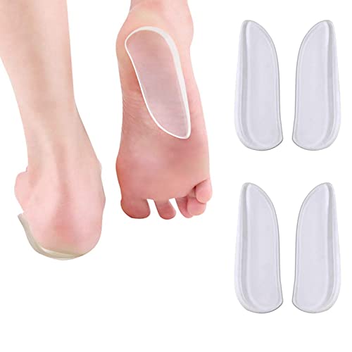 Creely 4 pares de plantillas de silicona con cuña de talón medial y lateral - inserciones adhesivas correctivas para zapatos