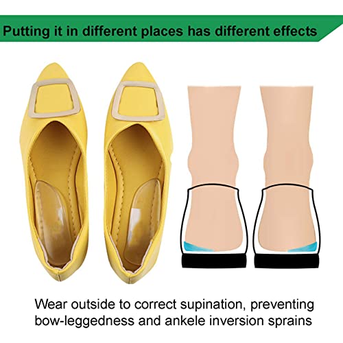 Creely 4 pares de plantillas de silicona con cuña de talón medial y lateral - inserciones adhesivas correctivas para zapatos