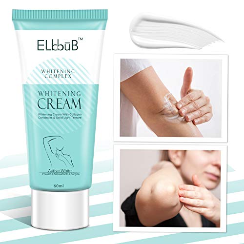 Crema Blanqueadora, Skin Whitening Cream, Crema Blanqueadora Cuerpo para Piel Oscura, Cuello, Zonas sensibles, Codos, Muslos Interiores, Rodillas y Axilas, Crema para el Cuidado de la Piel