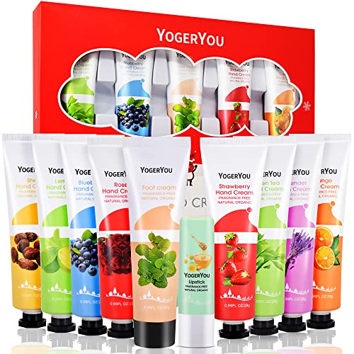 Crema De Manos,10 Pack Crema De Manos Regalo w/Crema Pies&Bálsamo Labial,Regalos Navidad Originales Para Mujer Mama Madres Tu Madre Abuelas Mi Novia Hermana