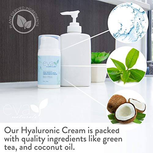 Crema Humectante de Ácido Hialurónico Eva Naturals - la Mejor Antiarrugas - Humectante Facial, Piel Seca, Retinol, Vitamina B, C, E y CoQ10 - Anti-Edad: Mejora Piel Seca(50 ml)