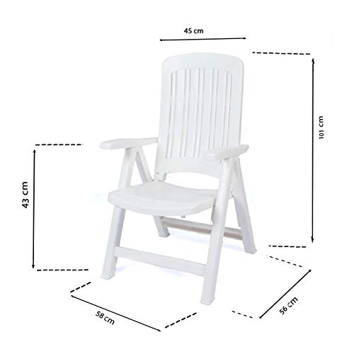 CREVICOSTA QUALITY MARK MARCAS DE CALIDAD SILLÓN Carmen Blanco. 5 Posiciones. Resina RECICLABLE 100%. Jardines Y TERRAZAS Elegantes con Este Bonito SILLÓN.