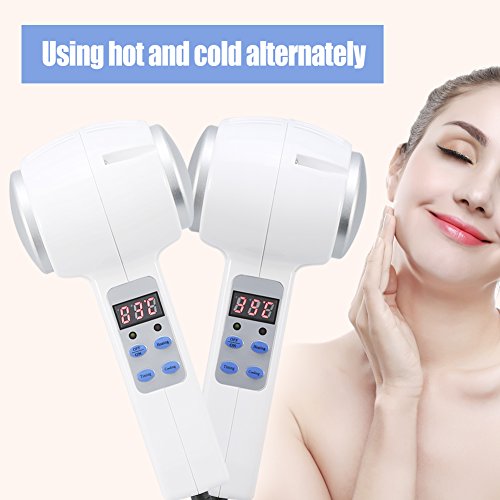 Crioterapia Maquina, Máquina de Belleza de Cara Fría y Caliente Máquina de Masajeador Facial Martillo Frío Crioterapia Ultrasónica Martillo Facial Frío Calor para Levantar la Piel