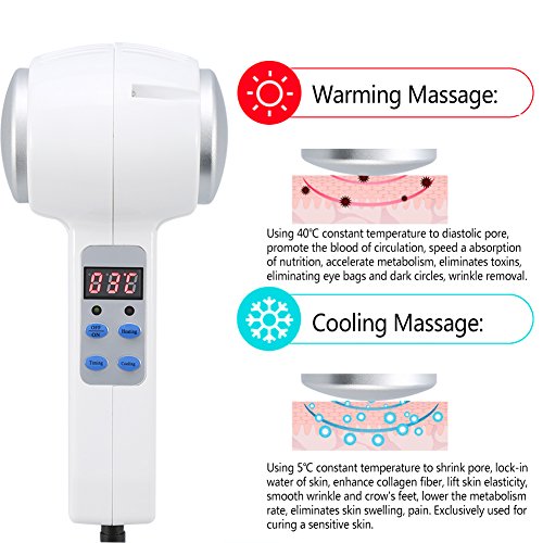 Crioterapia Maquina, Máquina de Belleza de Cara Fría y Caliente Máquina de Masajeador Facial Martillo Frío Crioterapia Ultrasónica Martillo Facial Frío Calor para Levantar la Piel