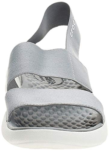 Crocs LiteRide Stretch Sandal W Mujer Sandali, Gris (Light Grey/White), 38/39 EU