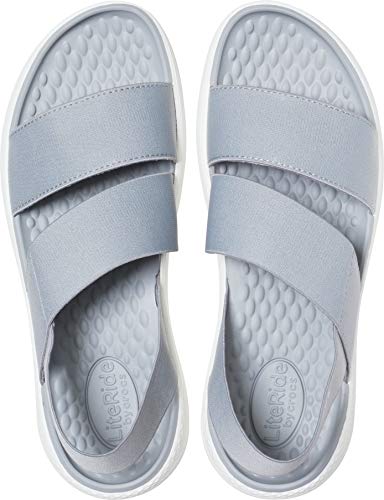 Crocs LiteRide Stretch Sandal W Mujer Sandali, Gris (Light Grey/White), 38/39 EU