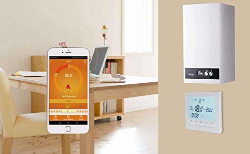Cronotermostato WiFi control remoto online termostato smartphone Apple iOS Android caldera gas programable pantalla LCD APP gratuita AC220V 3A kit completo de caja