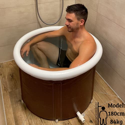 CRS Pequeña bañera plegable de 76 cm de diámetro x 55 cm para adultos y niños, se adapta a la ducha y al baño pequeño, ideal también para baño helado y como bañera infantil.