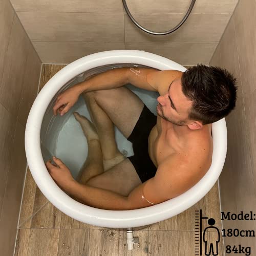 CRS Pequeña bañera plegable de 76 cm de diámetro x 55 cm para adultos y niños, se adapta a la ducha y al baño pequeño, ideal también para baño helado y como bañera infantil.
