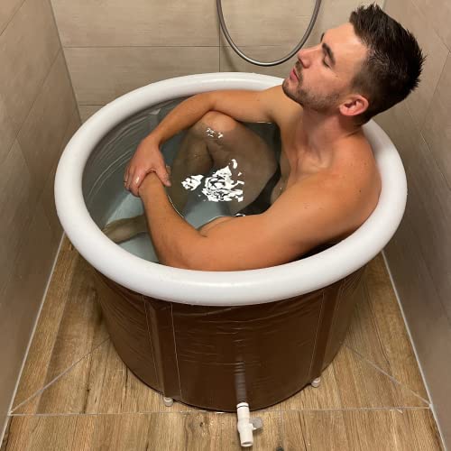 CRS Pequeña bañera plegable de 76 cm de diámetro x 55 cm para adultos y niños, se adapta a la ducha y al baño pequeño, ideal también para baño helado y como bañera infantil.