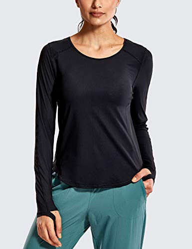 CRZ YOGA Light and Stretch Ropa Deportiva Sport Camiseta de Manga Larga de Mujer Negro 40