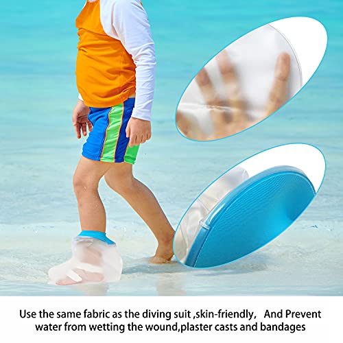 Cubierta impermeable para pies para niños, protector de pies impermeable para la ducha funda impermeable para el tobillo para ducha y fundición de yeso reutilizable para ducha