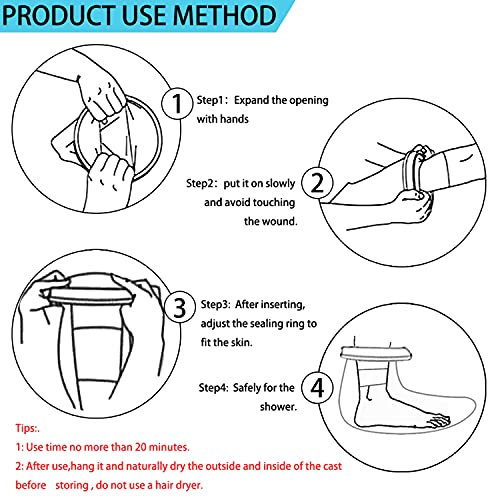 Cubierta impermeable para pies para niños, protector de pies impermeable para la ducha funda impermeable para el tobillo para ducha y fundición de yeso reutilizable para ducha