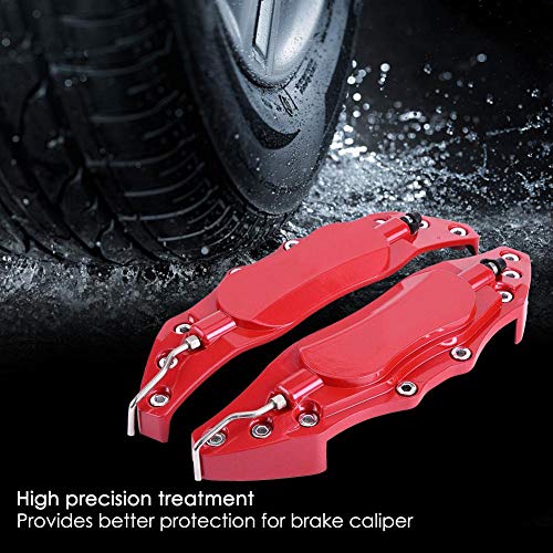 Cubierta Sin Fin 2pcs del Protector del Calibrador del Freno de Aluminio del Coche Protector de Cubierta para el eje deRueda 16in-17in Medio(Rojo)