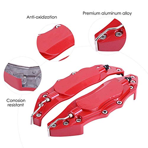 Cubierta Sin Fin 2pcs del Protector del Calibrador del Freno de Aluminio del Coche Protector de Cubierta para el eje deRueda 16in-17in Medio(Rojo)