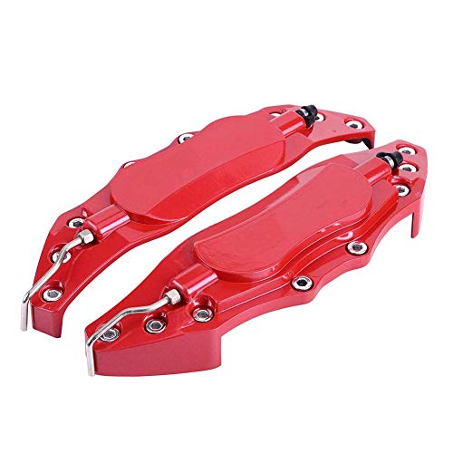 Cubierta Sin Fin 2pcs del Protector del Calibrador del Freno de Aluminio del Coche Protector de Cubierta para el eje deRueda 16in-17in Medio(Rojo)