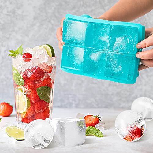 Cubiteras para Hielo Silicona, Gyvalza 2pcs Molde Hielo, Moldes para Cubitos de Hielo, Silicona Sin BPA Bandeja de Hielo para Congelarse Alimentos para Cola, Cócteles, Whisky
