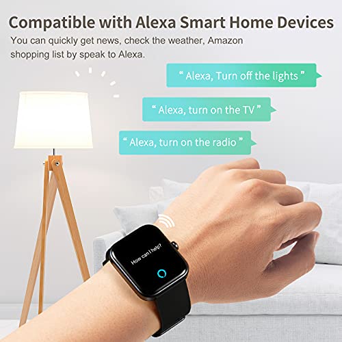 CUBOT Smartwatch, 1.7” pantalla táctil, Fitness Tracker con Alexa, oxímetro de pulso(SpO2), monitor de frecuencia cardíaca y de sueño, reloj inteligente deportivo Impermeable 5ATM con podómetro, negro