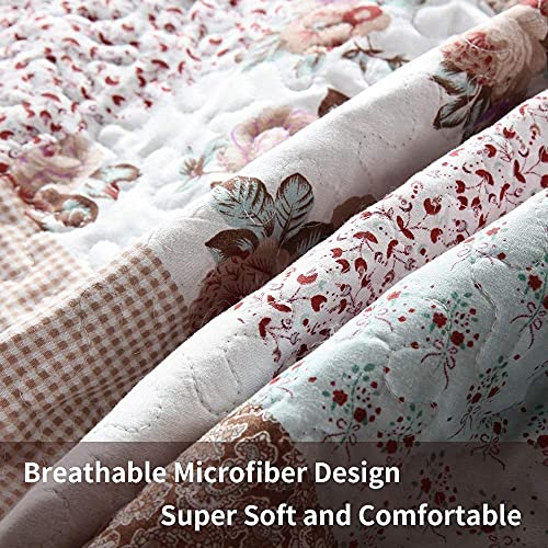 Cubrecama Patchwork para Cama 150,Cama 180,Colcha nordica bouti de piqué,Manta con Fundas de Almohada,Retazos Reversible para Matrimonio Verano King Size (6)