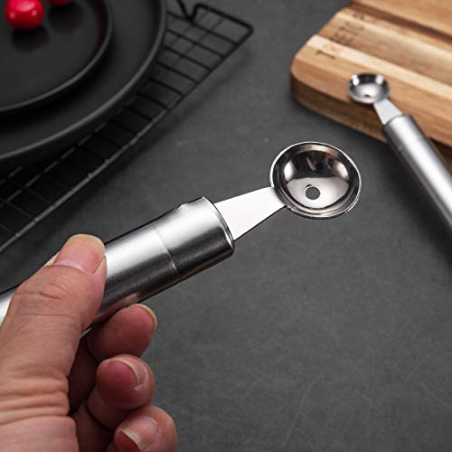 Cuchara de Fruta Doble Cuchara de Fruta Simple y Practico Cuchara de Fruta de Melon Cuchara de Melon Cocina Acero Inoxidabl Juego de 5 PiezasPara Cocina Bolas de Frutas Caseras para Varias Frutas