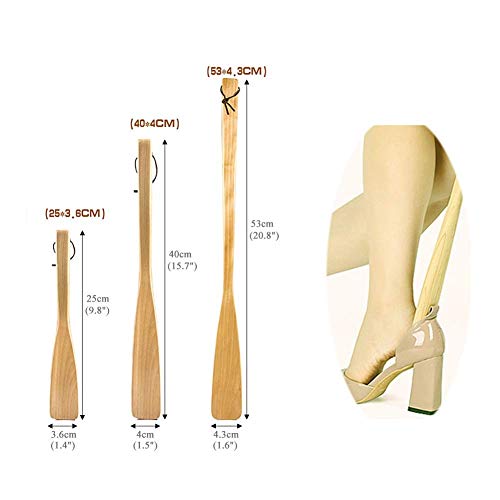 Cuchara para zapatos de viaje de madera, con mango largo, herramienta de asistencia de mango largo, lazo práctico para colgar, para mujeres, hombres, niños, personas mayores, embarazo, S