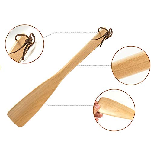 Cuchara para zapatos de viaje de madera, con mango largo, herramienta de asistencia de mango largo, lazo práctico para colgar, para mujeres, hombres, niños, personas mayores, embarazo, S