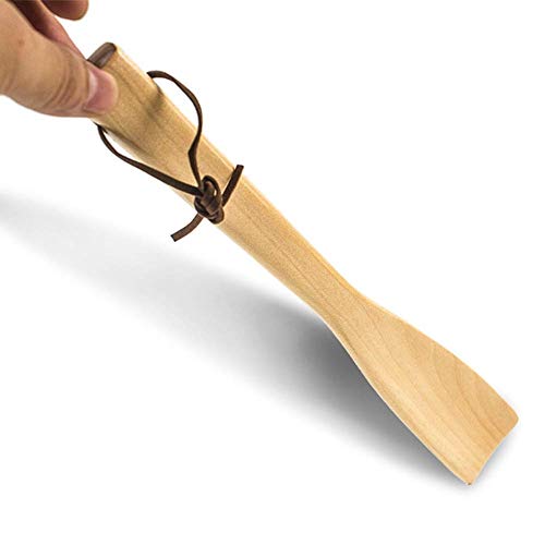 Cuchara para zapatos de viaje de madera, con mango largo, herramienta de asistencia de mango largo, lazo práctico para colgar, para mujeres, hombres, niños, personas mayores, embarazo, S