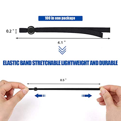 Cuerda Elástica, 100 Piezas Silicona para Tope de Cordón, Cuerda Elastica Manualidades, Tope Cordón Ajustable con Gancho para Enhebrar, para Cordón Elástico para Costura y Manualidades DIY, Negro