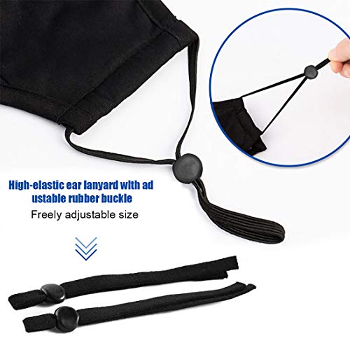 Cuerda Elástica, 100 Piezas Silicona para Tope de Cordón, Cuerda Elastica Manualidades, Tope Cordón Ajustable con Gancho para Enhebrar, para Cordón Elástico para Costura y Manualidades DIY, Negro