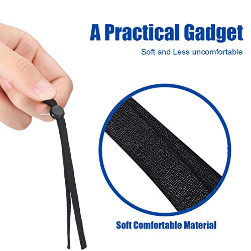 Cuerda Elástica, 100 Piezas Silicona para Tope de Cordón, Cuerda Elastica Manualidades, Tope Cordón Ajustable con Gancho para Enhebrar, para Cordón Elástico para Costura y Manualidades DIY, Negro