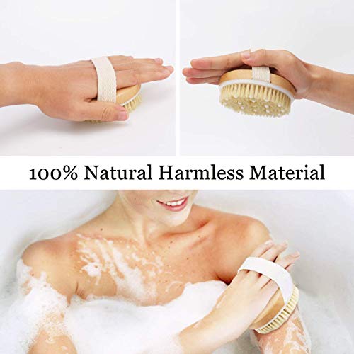 Cuerpo Cepillo, Uervoton Cepillo Espalda Ducha, Suave Natural Cerdas Cepillo, Limpiar Espalda y Euerpo, Exfoliación, Masajee, SPA, Anti celulitis, Obtener Piel Suave