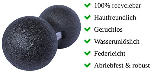 Curiba Set Bola Masaje 3-en-1 Fascia Ball - Pelota Singla Y Doble Grande Y Pequeña Masajeadora Ejercicios Músculos Espaldas Hombros Brazos Pies - 100% Reciclable No Tóxico Guía Gratuita Incluida