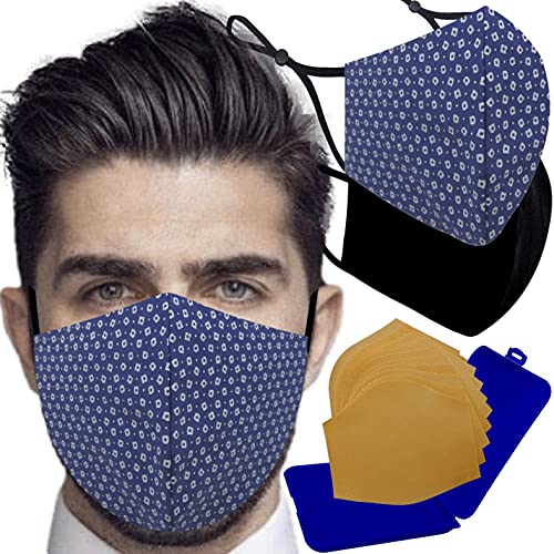 Cussi Mascarillas de Tela Colores Reutilizable Lavable, Pack de 2 Mascarillas Puntos y Negro 100% Algodón Higiénica Homologada Certificada BFE 99% Filtros Extra 1x Estuche para Mascarilla