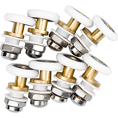 CXtech Juego de 8 ruedas para puertas de ducha individuales, correderas para puertas de ducha correderas, poleas, ruedas para cabinas de ducha, piezas de repuesto para puertas de vidrio de 10-12 mm
