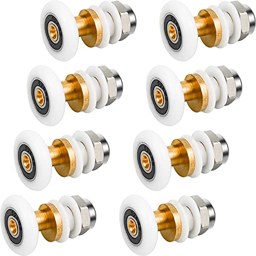 CXtech Juego de 8 ruedas para puertas de ducha individuales, correderas para puertas de ducha correderas, poleas, ruedas para cabinas de ducha, piezas de repuesto para puertas de vidrio de 10-12 mm