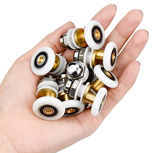CXtech Juego de 8 ruedas para puertas de ducha individuales, correderas para puertas de ducha correderas, poleas, ruedas para cabinas de ducha, piezas de repuesto para puertas de vidrio de 10-12 mm