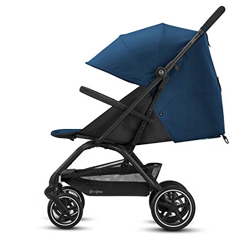 Cybex Gold Eezy S Twist+2 Cochecito, ultraligero, con mecanismo plegable con una sola mano, desde el nacimiento hasta 22 kg (aproximadamente 4 años), azul marino con marco negro