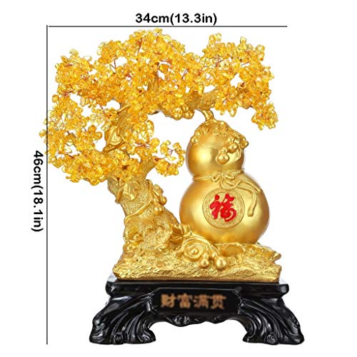 CZXKJ Árbol del Dinero Bonsai Feng Shui Citrino Feng Shui Adornos de Oro Cornucopia de la Calabaza Lucky árbol del estreno de una meditación Regalo y Curación Altura 18.1 Pulgadas Árbol del Dinero