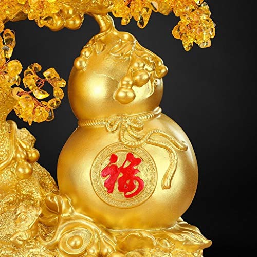CZXKJ Árbol del Dinero Bonsai Feng Shui Citrino Feng Shui Adornos de Oro Cornucopia de la Calabaza Lucky árbol del estreno de una meditación Regalo y Curación Altura 18.1 Pulgadas Árbol del Dinero