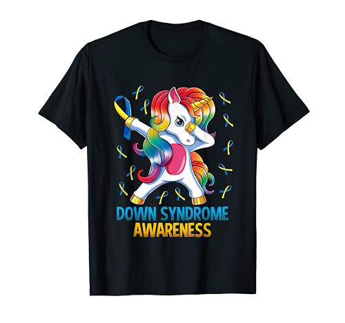 Dabbing Unicorn Down Síndrome Concientización Niñas Camiseta